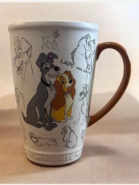 Disney Lady and The Tramp Animation Art Latte Tall Coffee Tea Mug Sketch Art